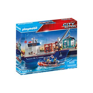 70769 Grosser Containerschiff mit Zollboot | Playmobil