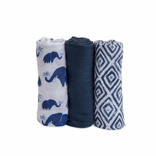 Cotton Muslin Swaddle 3 Pack - Indie Elephant