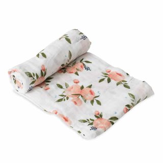 Cotton Muslin Swaddle Single - Watercolor Roses
