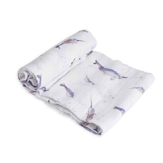 Cotton Muslin Swaddle Single - Narwhal