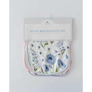 Deluxe Muslin Classic Bib 3 Pack - Blue Windflower