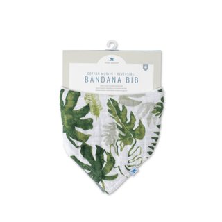 Cotton Muslin Reversible Bandana Bib - Tropical Leaf