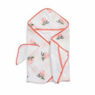 Hooded Towel & Wash Cloth Set- Watercolor Rose