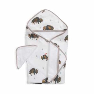 Hooded Towel & Wash Cloth Set - Bison