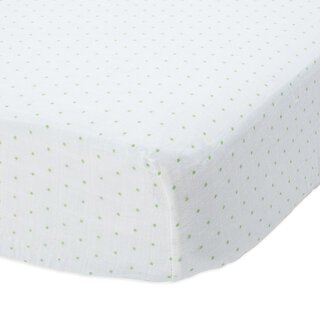 Cotton Muslin Crib Sheet - Green Dot