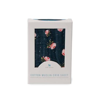 Cotton Muslin Crib Sheet - Midnight Rose