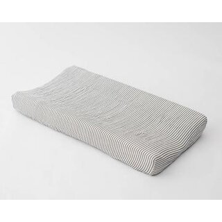 Cotton Muslin Changing Pad Cover - Grey Stripe