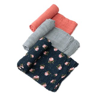 Cotton Muslin Swaddle 3 Pack - Midnight Rose