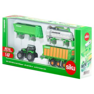 SIKU Traktor Deutz m. 3 Anhängern | Siku