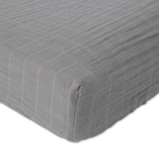 Cotton Muslin Changing Pad Cover - Nickel
