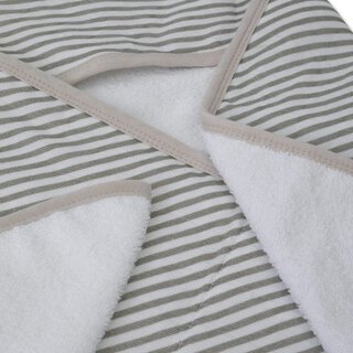 Hooded Towel & Wash Cloth Set -  Grey Stripe
