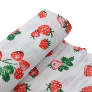 Cotton Muslin Swaddle Single - Strawberry Patch