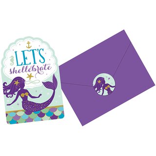 8 Einladungskarten Mermaid Wishes | Amscan